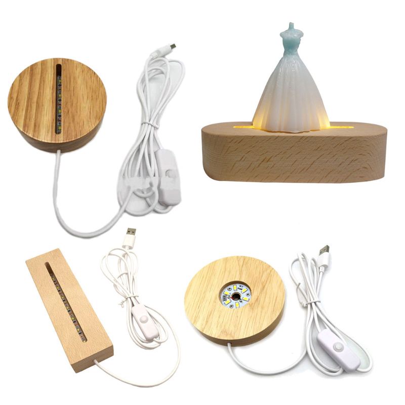 Giá Đỡ Đèn Led Bằng Nhựa Resin Đế Gỗ Thủ Công Nghệ Thuật