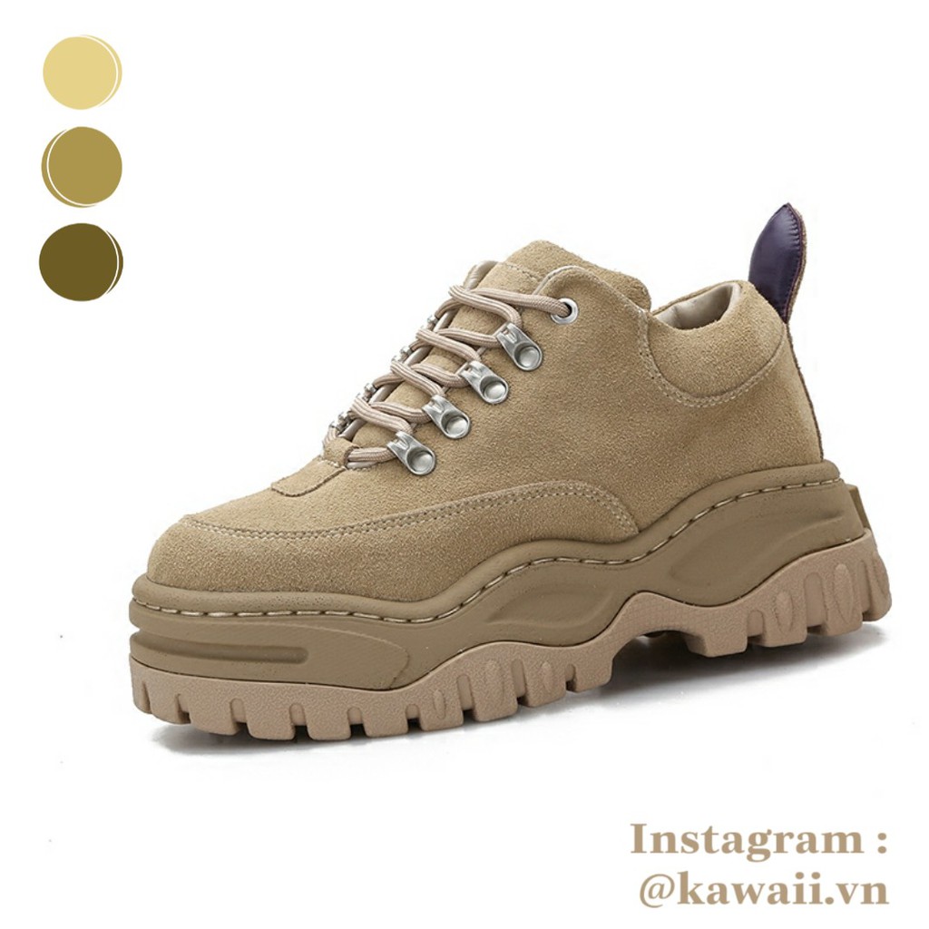 [Có sẵn size nam nữ] TIMBER ANGEL - GIÀY THỂ THAO MÓC DÂY MÀU NÂU ĐẾ 5CM da lộn (Ảnh thật shop tự chụp) | BigBuy360 - bigbuy360.vn