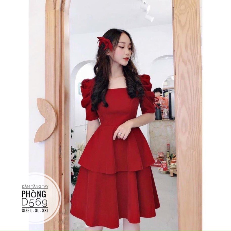 Đầm Bigsize 60-100 kg ❣️FREE SHIP❣️ Đầm tầng tay phồng D569 BIGSIZE