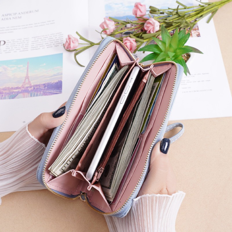 Ví Dài Nữ Cầm Tay Đen Chéo Vương Miện V553 Cao Cấp Kiểu Dáng Sang Trọng Phong Cách Hàn Quốc - Hazo