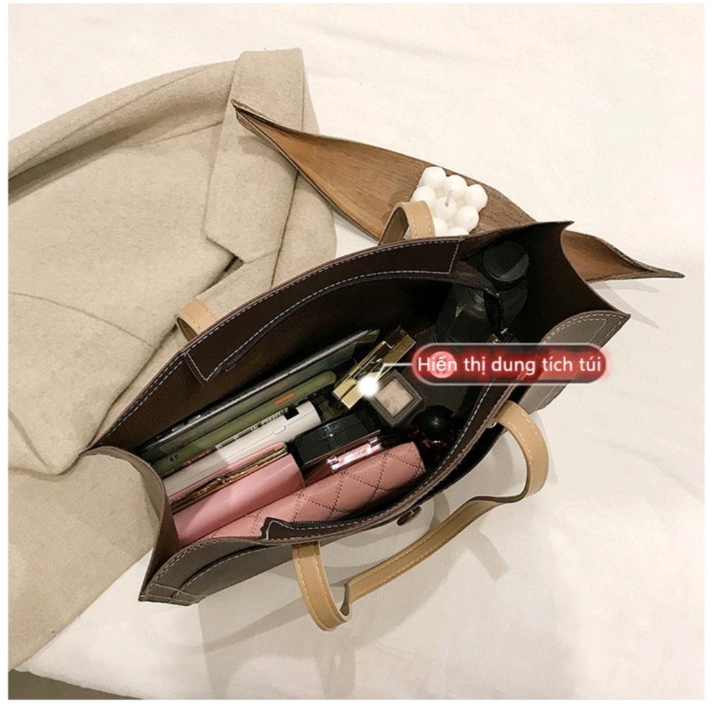 Túi da tote bản to túi đeo vai nữ vừa máy tính sổ a4