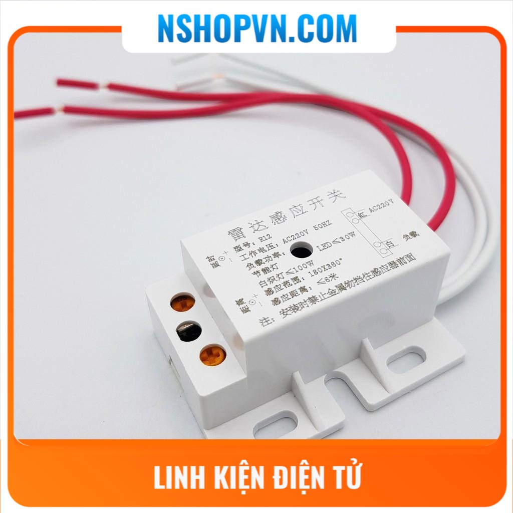 Cảm biến chuyển động 220V phát hiện chuyển động bật đèn tự động, có chế tạm ngừng khi trời sáng