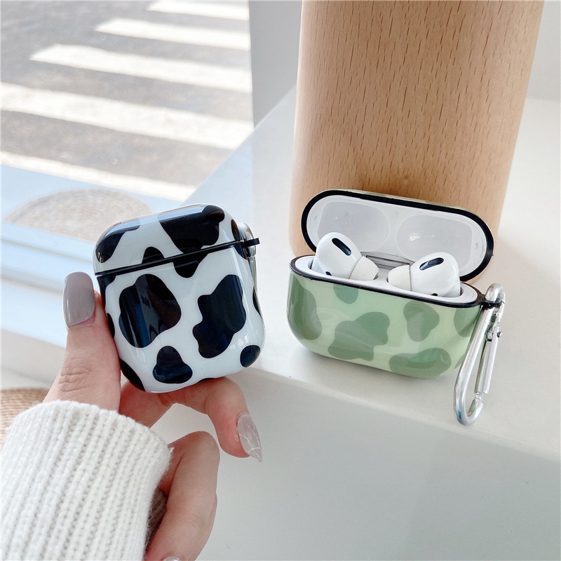 Vỏ bảo vệ hộp sạc tai nghe AirPods pro kết nối Bluetooth hình bò sữa matcha dễ thương