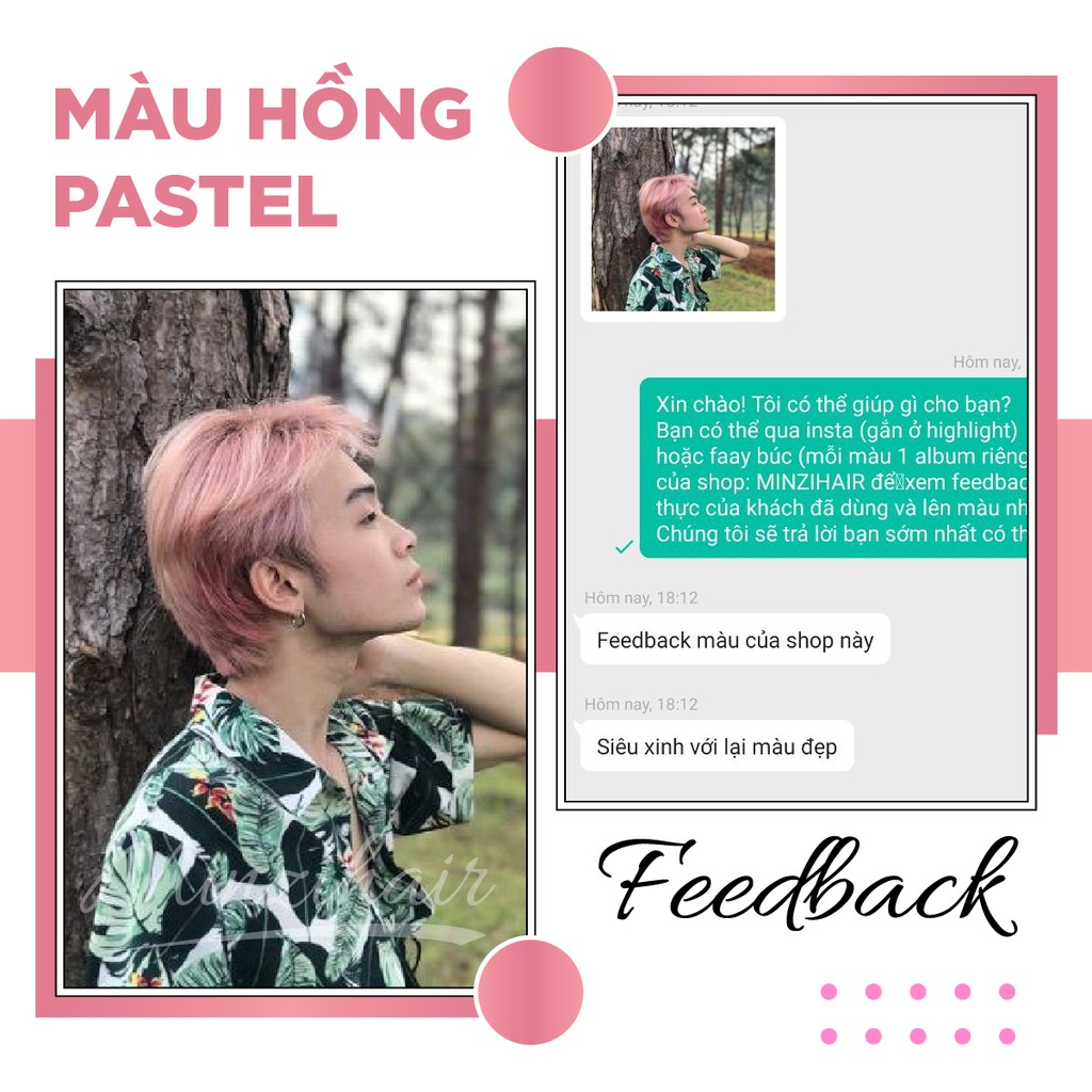 Thuốc Nhuộm Tóc Hồng Pastel | Cần Tẩy Tóc Nâng Tone - Minzihair