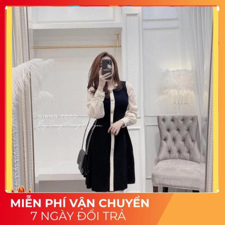 Váy len 💖FREESHIP💖Đầm len dáng suông cúc ngọc - HÀNG CAO CẤP ELLY CLOTHING1