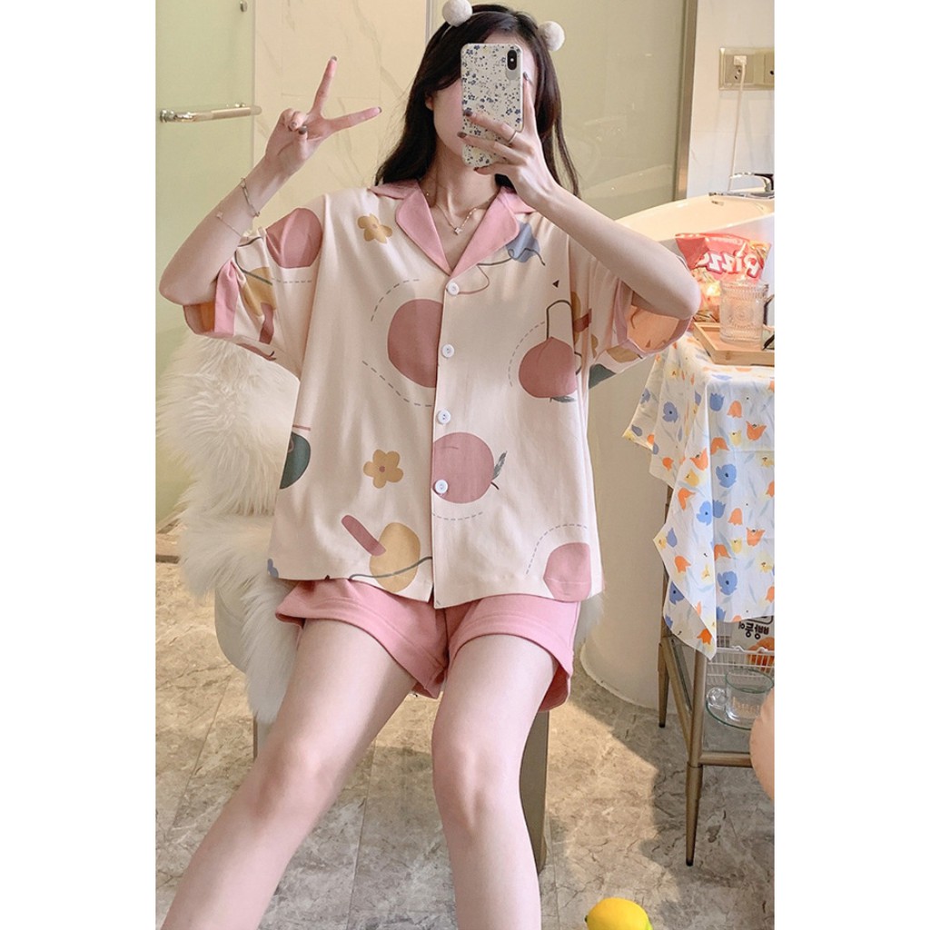 Bộ Ngủ Pyjama Cotton Ngắn Tay Korea Hè 2021