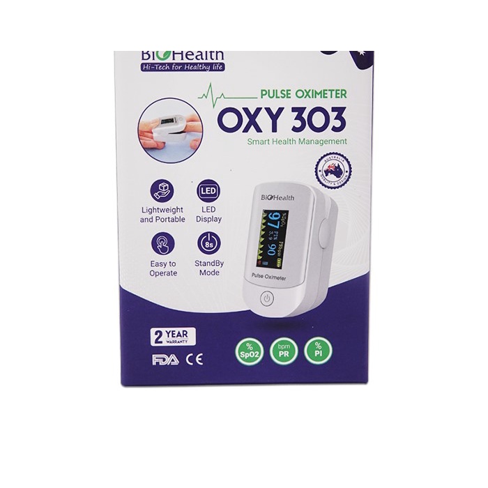 Máy Đo Nồng Độ Oxy Trong Máu SPO2 biohealth oxy 303 australia - BẢO HÀNG 2 NĂM