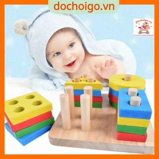 Đồ chơi trí tuệ cho bé, thả hình 4 trụ cơ bản dochoigo.vn