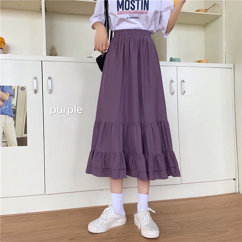 Chân váy midi xoè phong cách Hàn Quốc siêu xinh kèm ảnh thật ulzzang