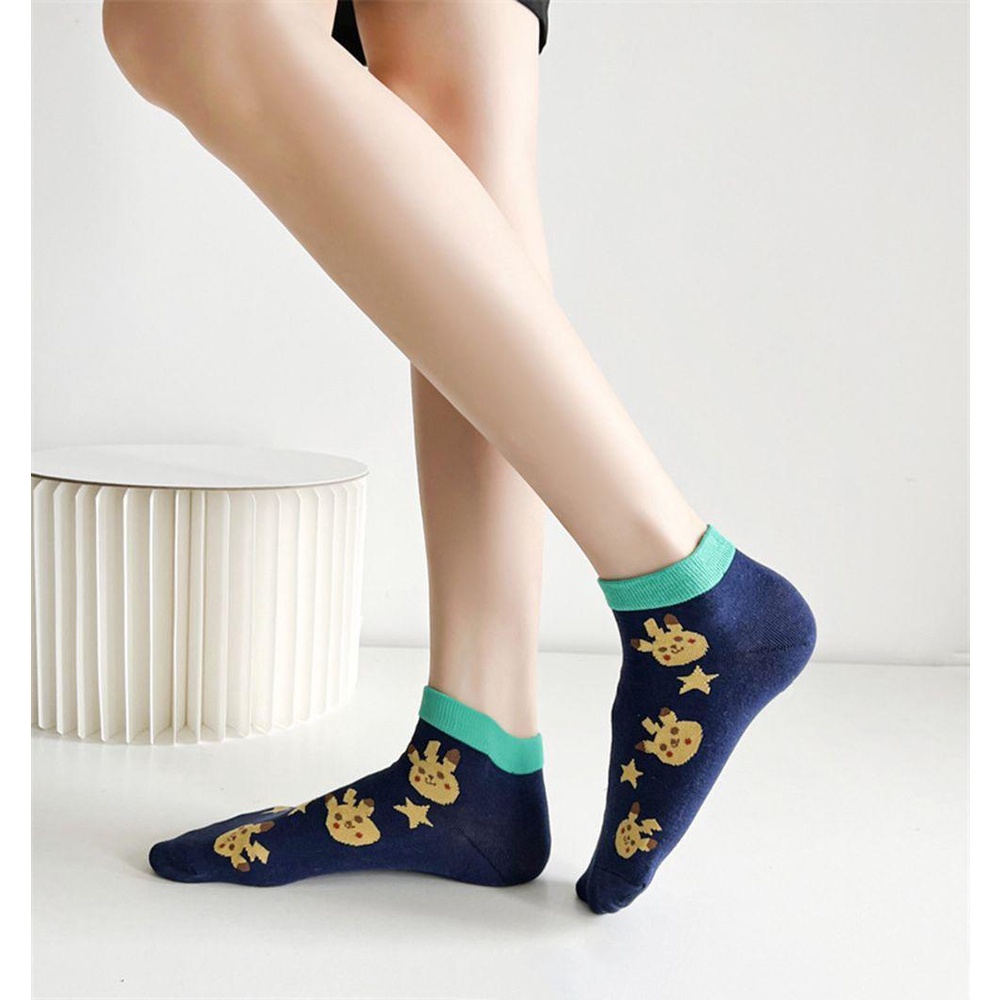 Vớ Cổ Thấp Thêu Họa Tiết Hoạt Hình Pikachu Đáng Yêu Thoải Mái Cho Nữ 1