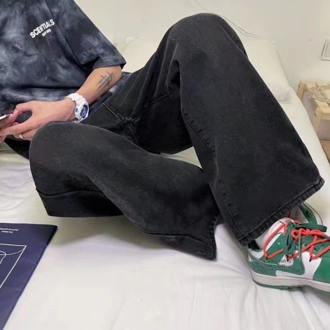 Quần Jean Dài Dáng Rộng Cỡ Lớn Thoải Mái Phong Cách Hip Hop Hàn Quốc Thời Trang Cho Nam Size S-5XL