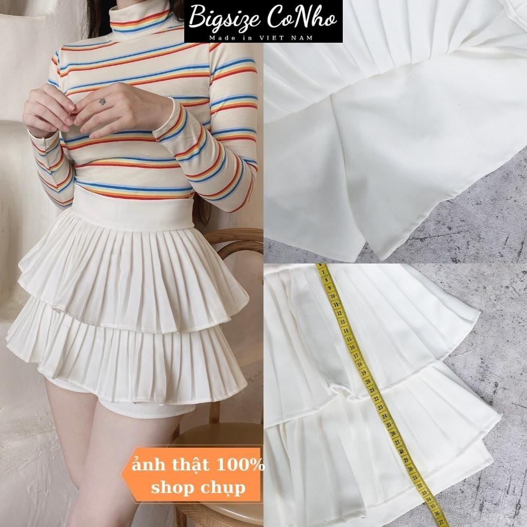 Chân váy xếp ly bigsize hai tầng bồng bềnh dáng xòe lưng cạp cao eo chun co giãn dập ly CVDL | BigBuy360 - bigbuy360.vn