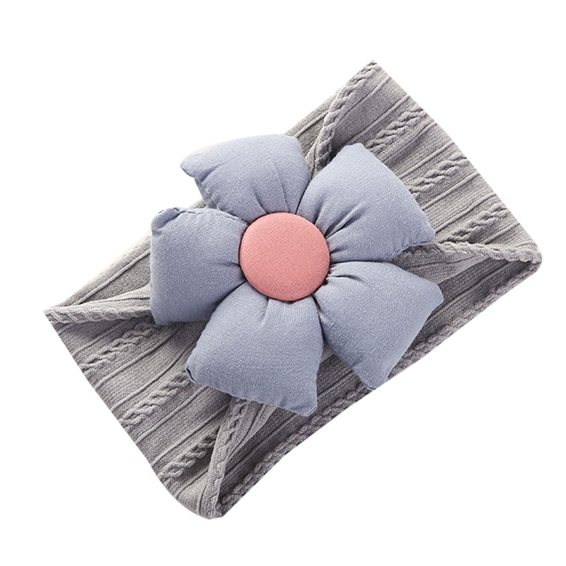 Băng Đô Vải Nylon Bản Rộng Kẻ Sọc Đính Hoa Lớn Dễ Thương Cho Bé Sơ Sinh