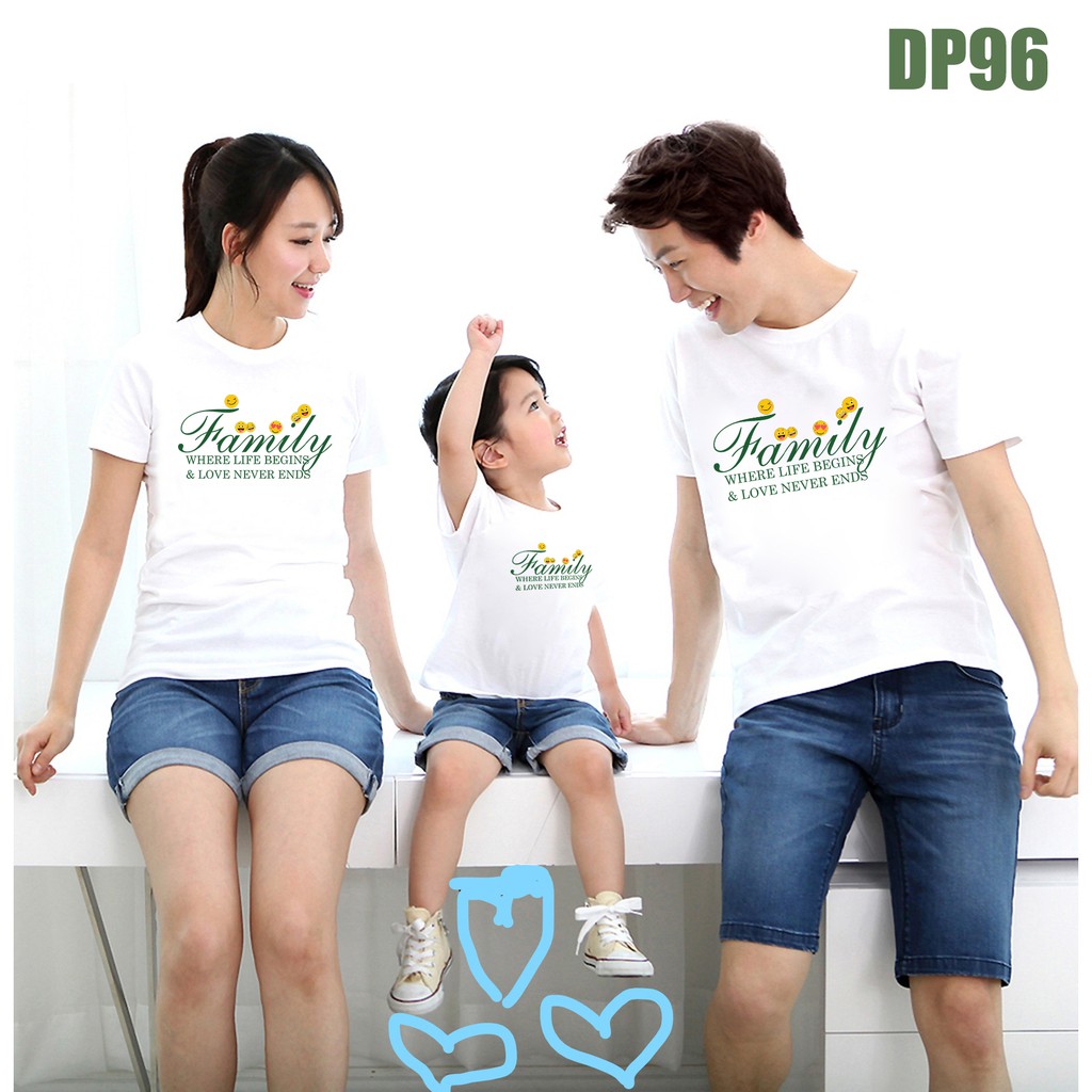 Áo gia đình, áo thun gia đình đồng phục Taiga chất cotton in hình cực kute mã dp96