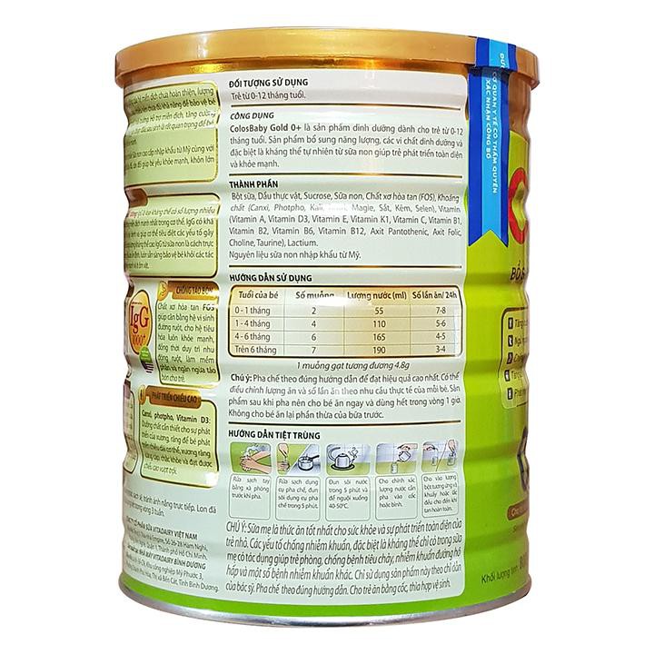 Sữa ColosBaby Gold 1000IgG 0+ 800g (Chính Hãng VitaDairy, Date 2024)