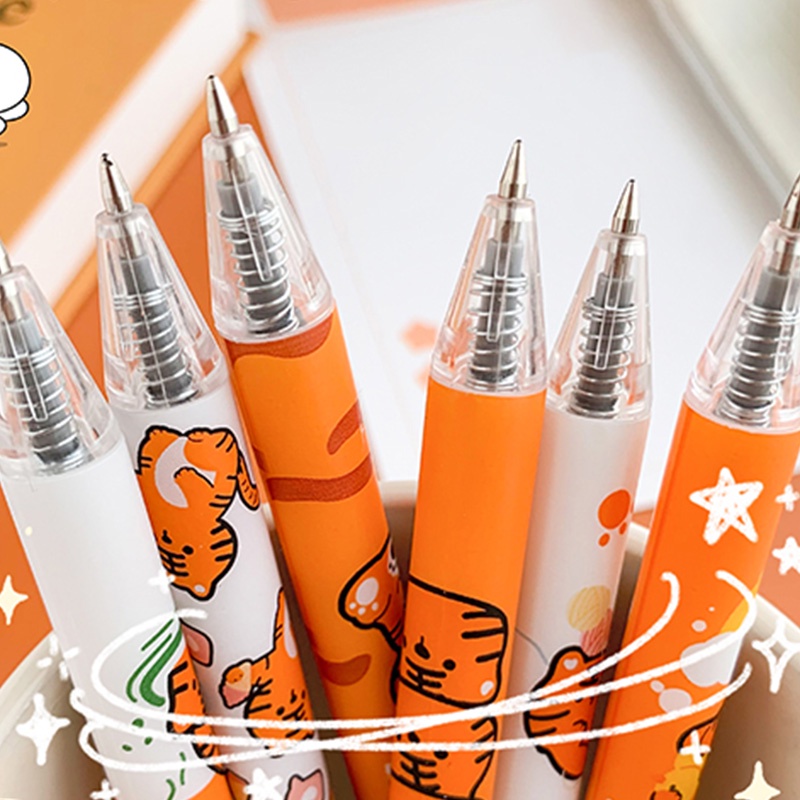 Set 6 Bút Bi Mực Đen Ngòi 0.5mm Thiết Kế Hoạt Hình Ngộ Nghĩnh