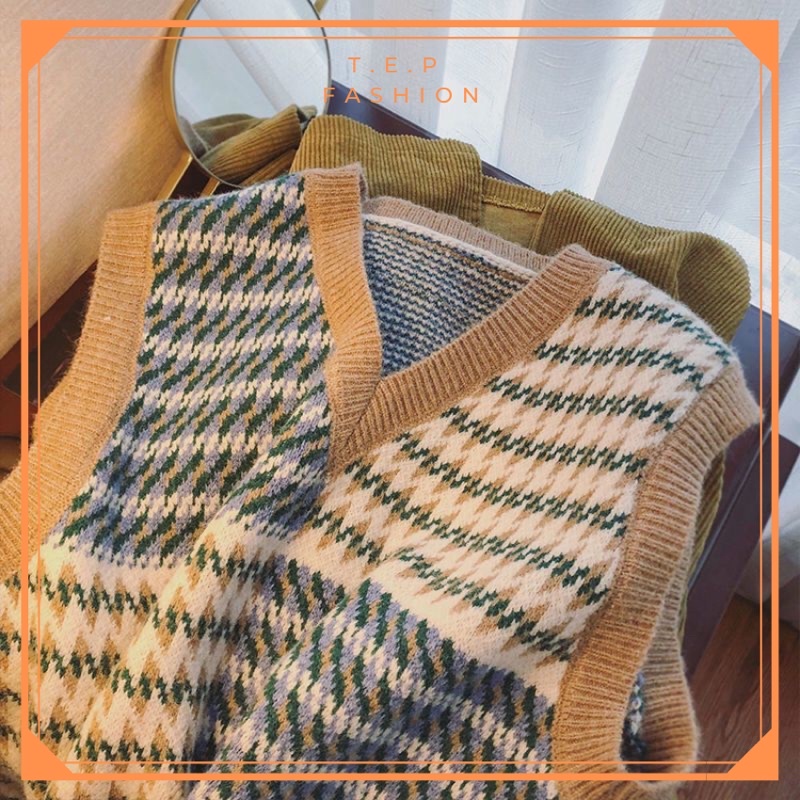 Áo Gile Len Nữ Chất Dày Dặn Phong Cách Hàn Quốc Hoạ Tiết Ziczac Siêu Xinh Tep Fashion - AGL002