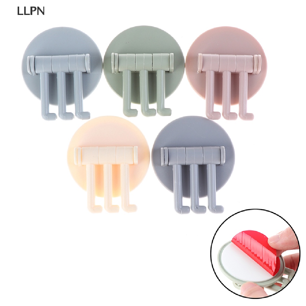 Móc treo đồ 3 nhánh dạng xoay liền mạch dán tường sáng tạo cho nhà bếp/ phòng tắm