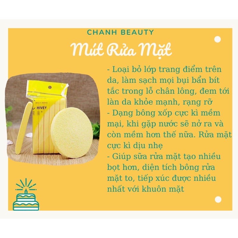 Bọt Biển Rửa Mặt, Bông Nở Rửa Mặt Chivey 12 Miếng