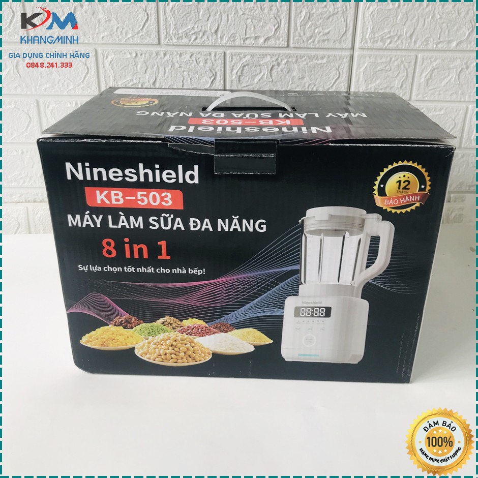 Bảo hành 12 Tháng Máy làm sữa đậu nành máy xay nấu làm sữa hạt 8 trong 1 NineShield KB 503 Tiếng Việt Hàng Công Ty