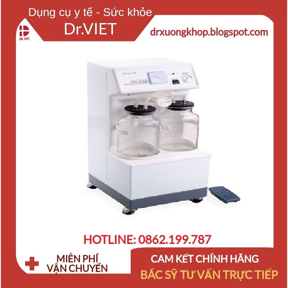 Máy hút dịch 2 bình YUWELL 7A-23B 40L chính hãng bảo hành 12 tháng Hút nội khí quản, hút đờm mũi, miệng người lớn,trẻ em