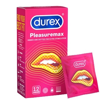 Hộp 12 Bao cao su DUREX PLEASUREMAX Thêm Các Đường Gân và Hạt Nổi Trên Thân, Tạo Cảm Xúc Mãnh Liệt