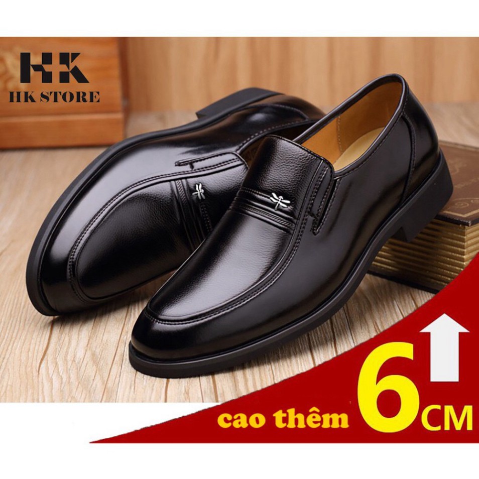 GIÀY DA NAM TRUNG NIÊN  💖 HK.STORE💖 da bò xịn hàng đẹp tăng chiều cao thêm 6cm kết hợp quần áo siêu đẹp