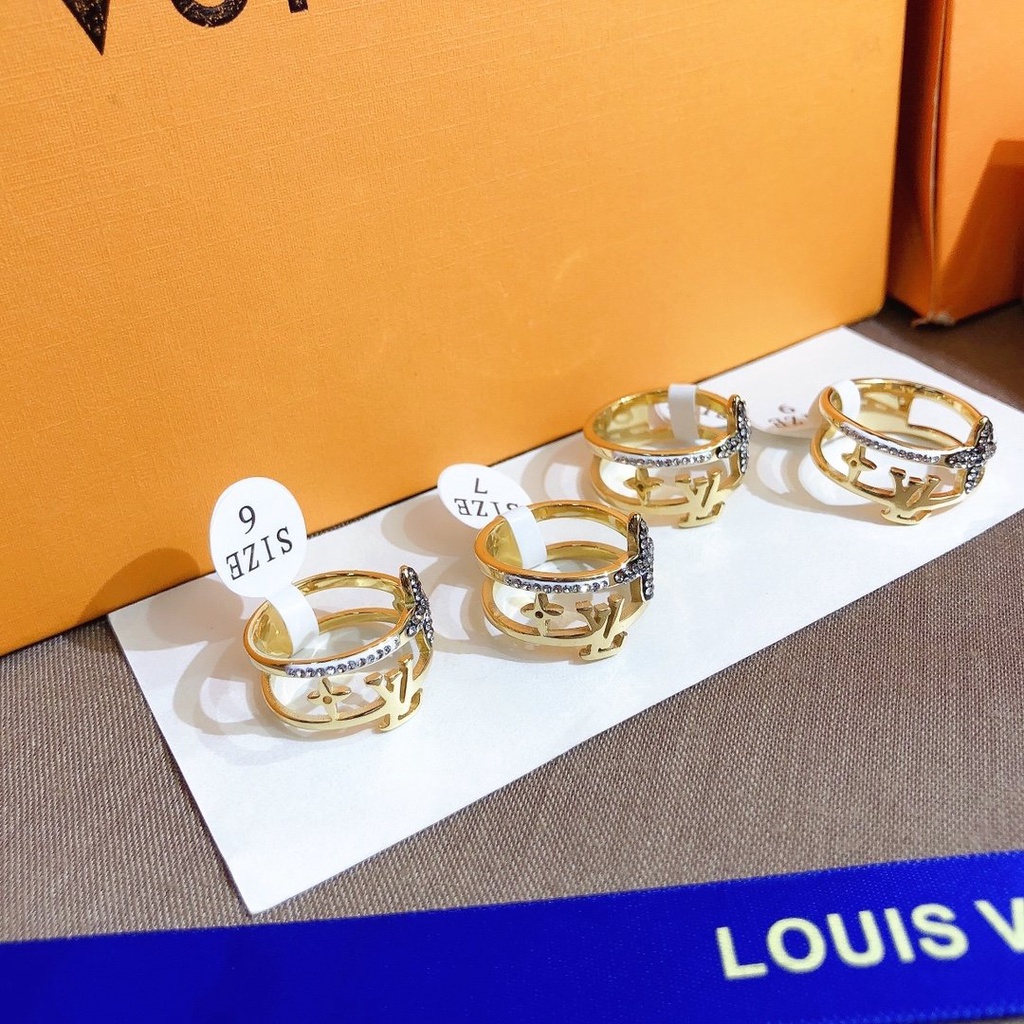 Nhẫn Louis Vuitton Phong Cách Hàn Quốc Đơn Giản Mạ Vàng / Bạc 925 Dành Cho Nữ