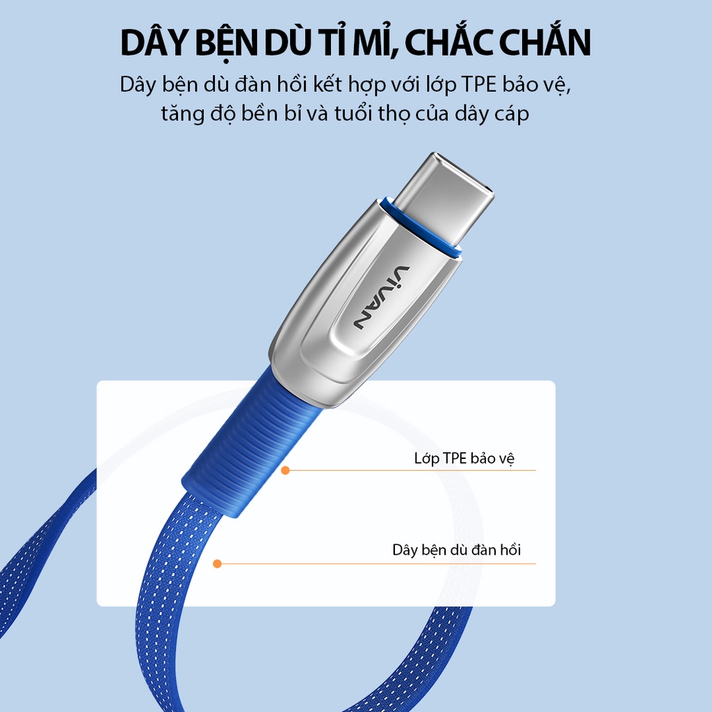 Cáp Sạc Nhanh Type-C/ MICRO VIVAN BTK-CS/ BTK-MS 3A 1m - BẢO HÀNH 12 THÁNG