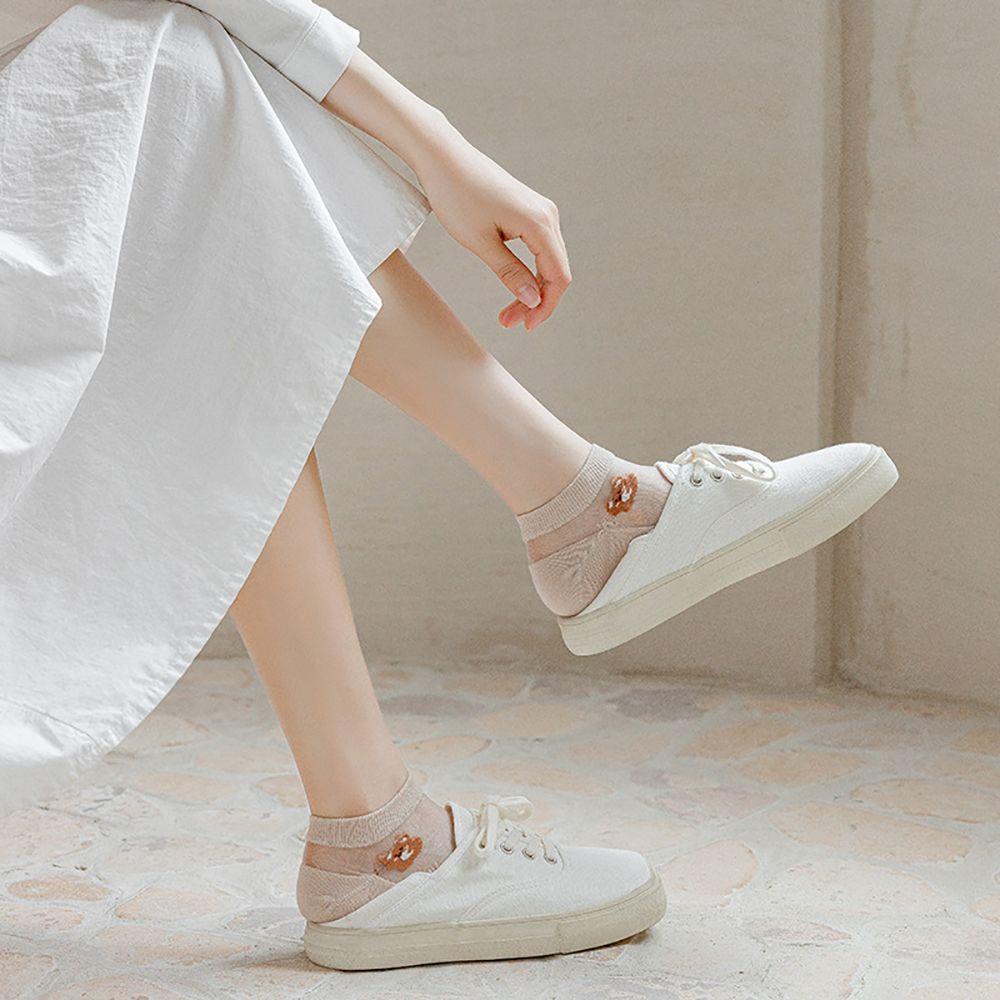 NICKOLAS Tất Cotton Trong Suốt Hoạ Tiết Gấu Đáng Yêu Cho Bé Gái