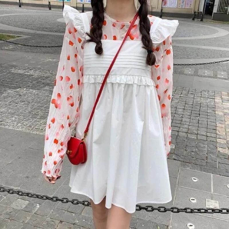 SET YẾM BABY DOLL + ÁO VOAN NHÚNG CÁNH HỒNG RƠI, TIỂU THƯ XINH XẮN | BigBuy360 - bigbuy360.vn