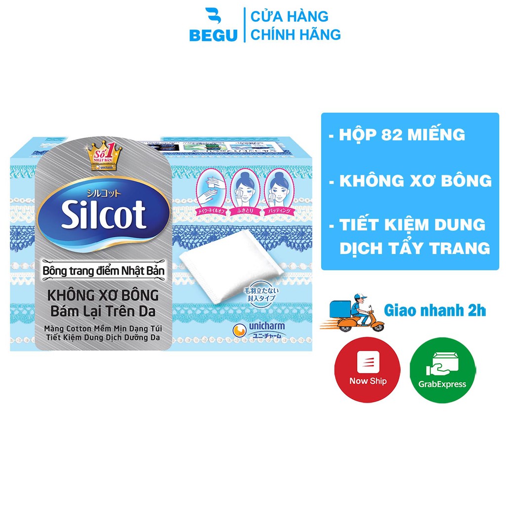 Bông Tẩy Trang Silcot Nhật Bản Hộp 82 Miếng - Begu