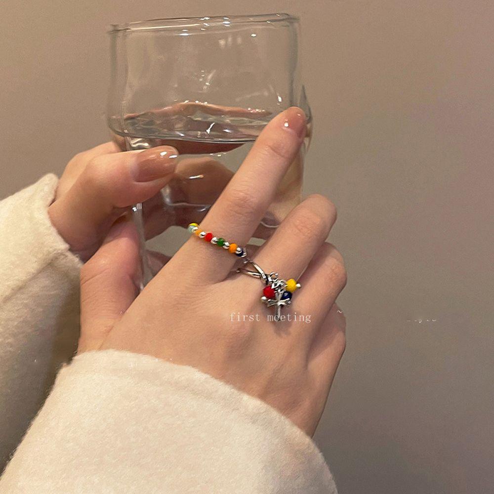 Nhẫn Thời Trang Có Thể Điều Chỉnh Kích Thước Đính Hạt Hình Mặt Cười Sang Trọng