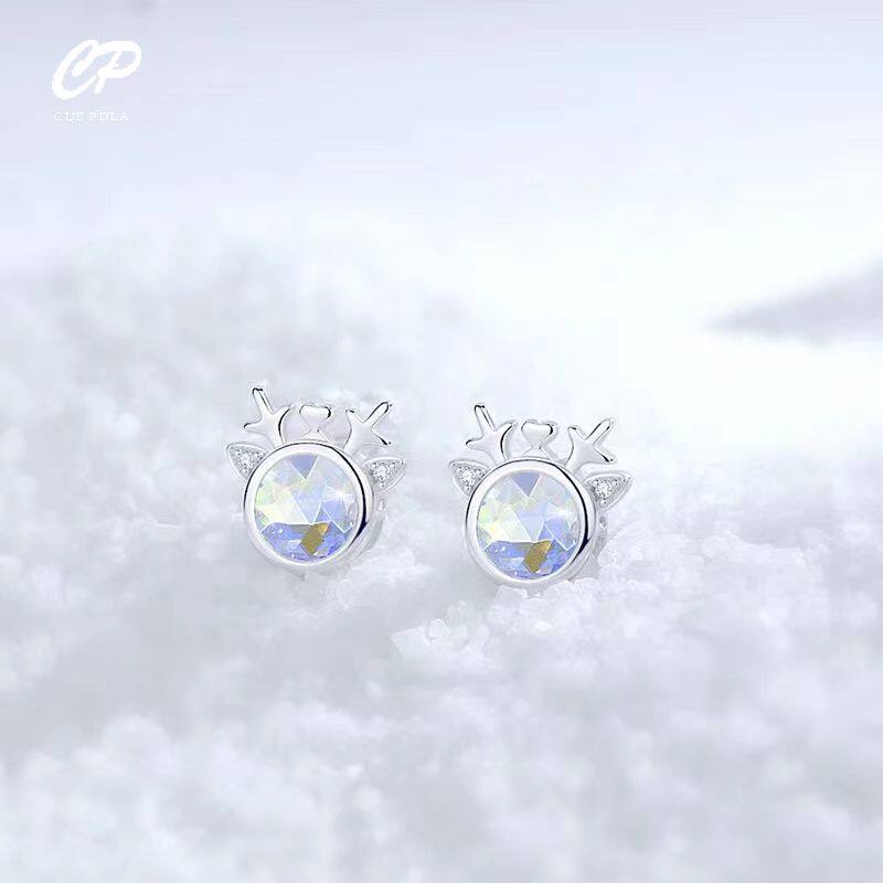 Bộ Trang Sức Vòng Cổ + Bông Tai + Vòng Tay Hình Hươu Cao Cổ Đính Đá Mặt Trăng Thời Trang Ngọt Ngào Cho Nữ