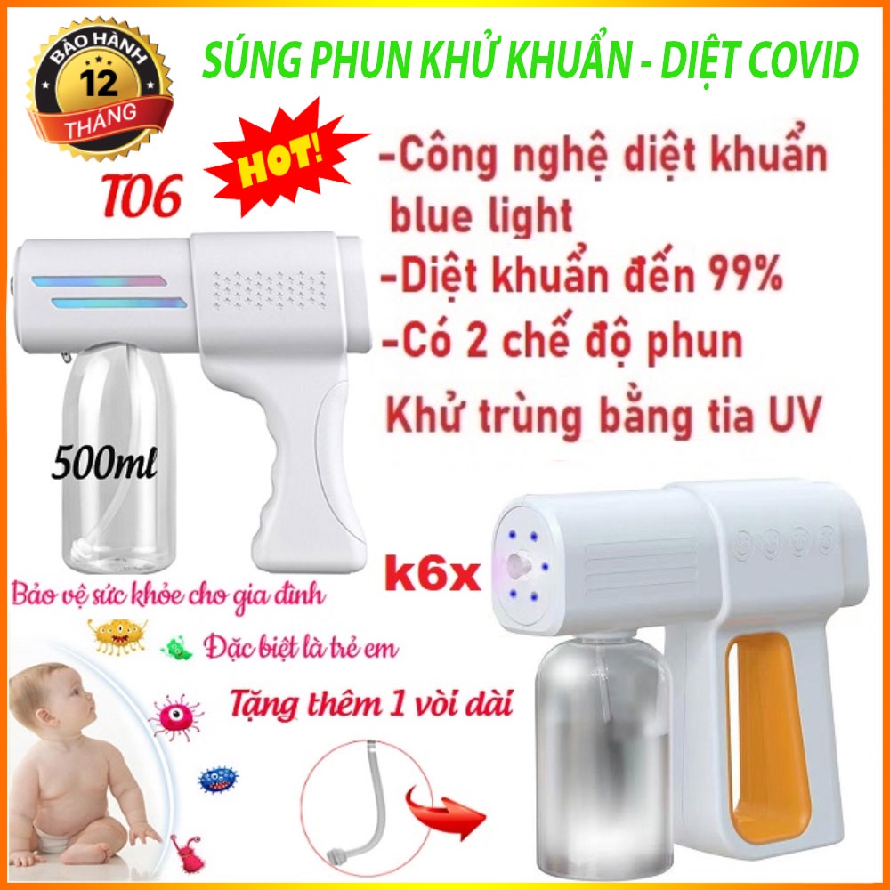 Hàng Cao Cấp Súng Xịt Khử Khuẩn, Máy Phun Khử Khuẩn K5, T06, K6X, Dùng Cho Văn Phòng, Cá Nhân, Gia Đình