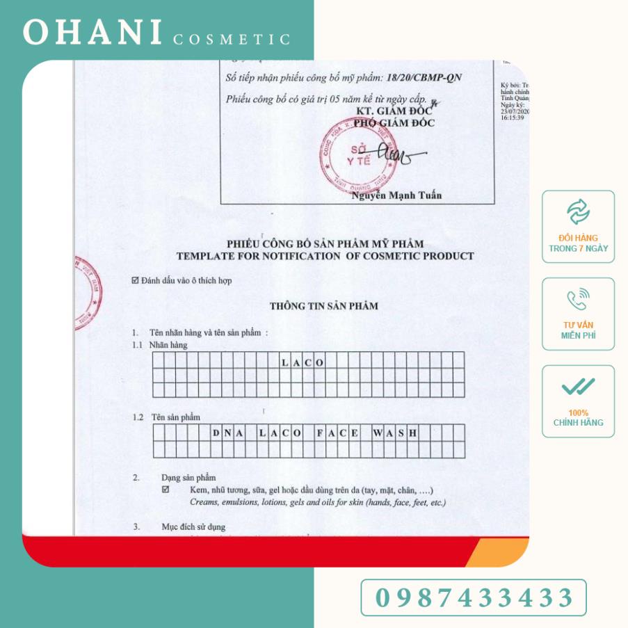 Sữa Rửa Mặt Laco DNA + KÈM QUÀ TẶNG