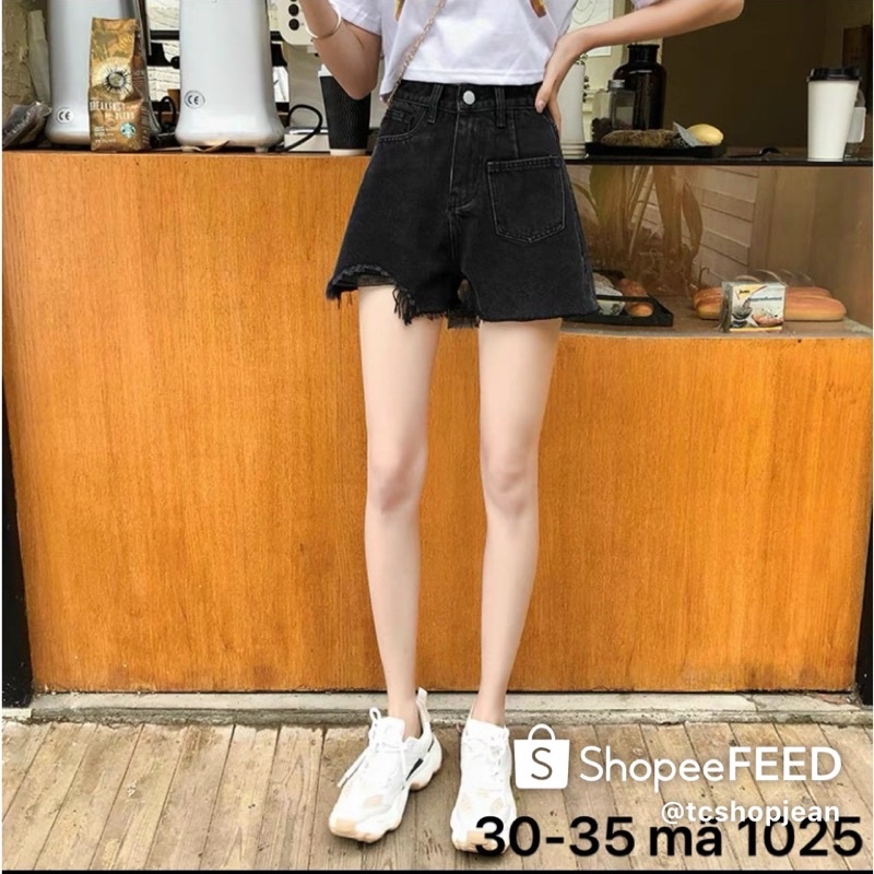 Quần Short Jeans nữ Bigsize Đen trắng Túi Kiểu Ms 1025 size 30 đến 35