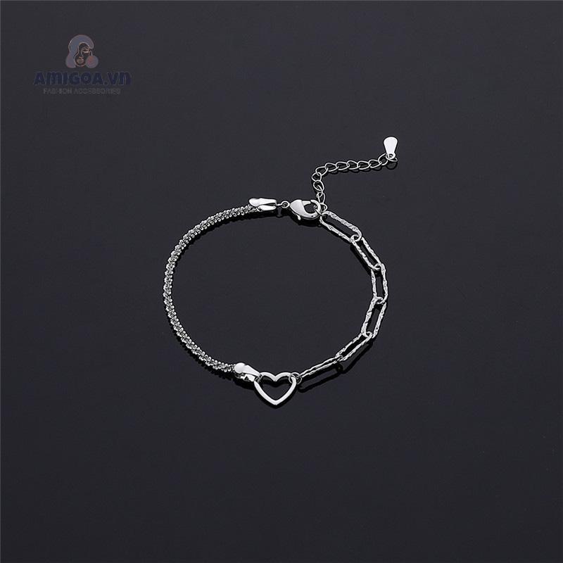 ✨✨ Vòng Tay Thiết Kế Rỗng Không Đối Xứng Hình Trái Tim Lấp Lánh Thời Trang Cho Nữ