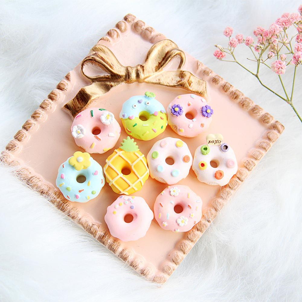 ALMA🍀 5PCS DIY Donut Resin Decoration Miniature Apparel Accessories Kids Hairclip Hairpin Headwear|Resin Crafts Phone Case Baby Shower Decor