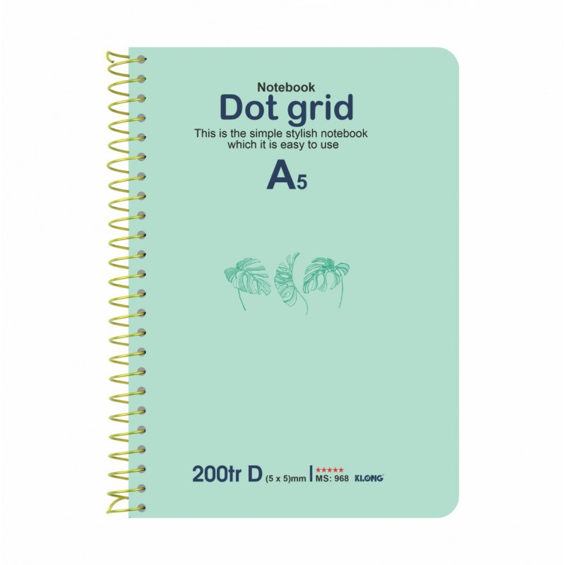 SỔ LÒ XO ĐƠN KLONG A5 DOT GRID RUỘT CHẤM 70/76; MS: 968