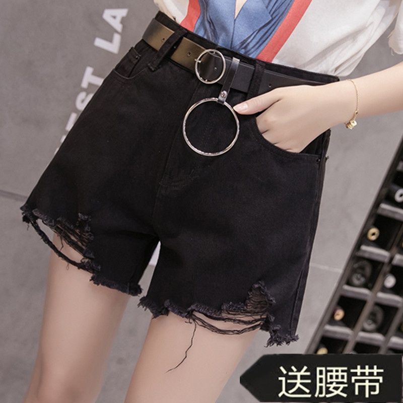 Quần Short Denim Rách Dáng Rộng Phong Cách Hàn Quốc Thời Trang Mùa Hè Cho Nữ