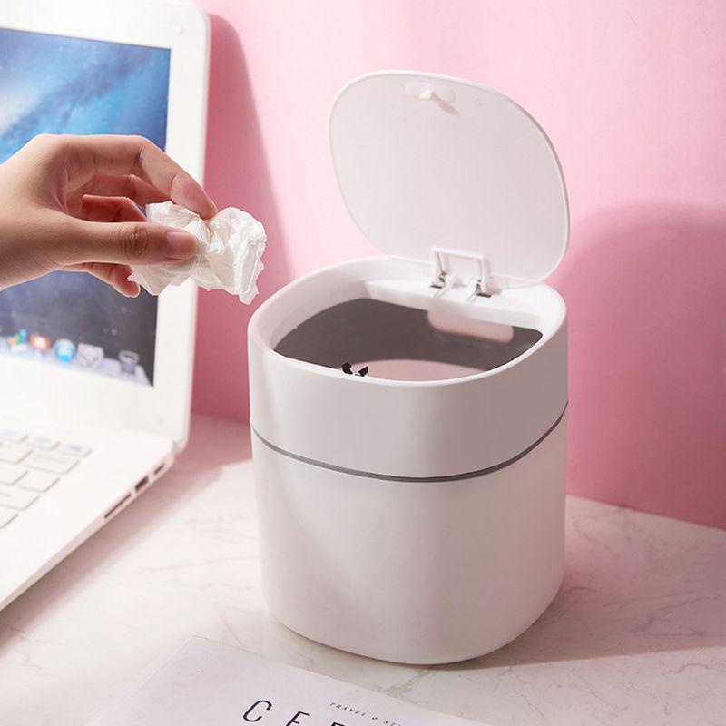 Thùng Rác Mini Thông Minh Để Văn Phòng - Xọt Rác Xinh Xắn Hiện Đại Có Nút Bấm