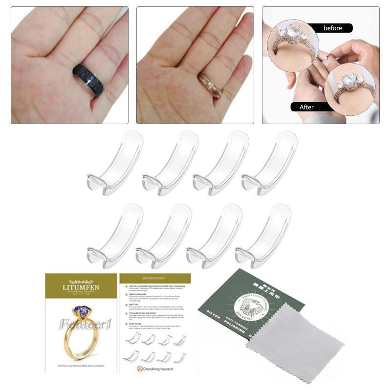 [Fenteer1] Set 8 Vòng Silicon Điều Chỉnh Kích Cỡ Nhẫn Nhựa Resin Cho Vòng Nhẫn Nữ 3.1-4mm