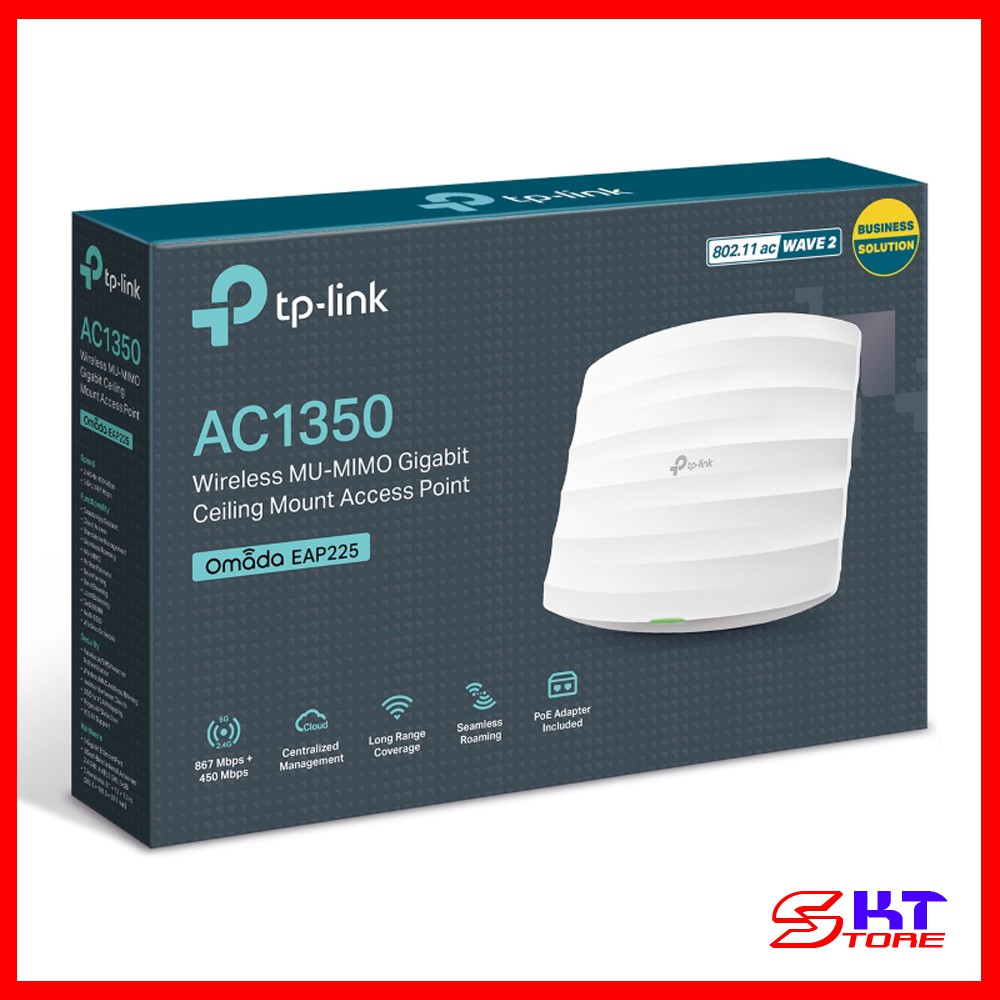 Bộ Phát Wifi MU-MIMO Gắn Trần Tp-Link EAP225 Chuẩn AC Tốc Độ 1350Mbps - Hàng Chính Hãng