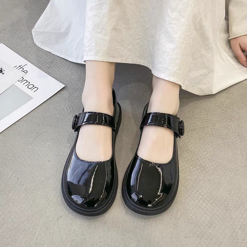 Giày nữ da bóng Mary janes quai cài ngang phong cách Anh quốc cực xinh
