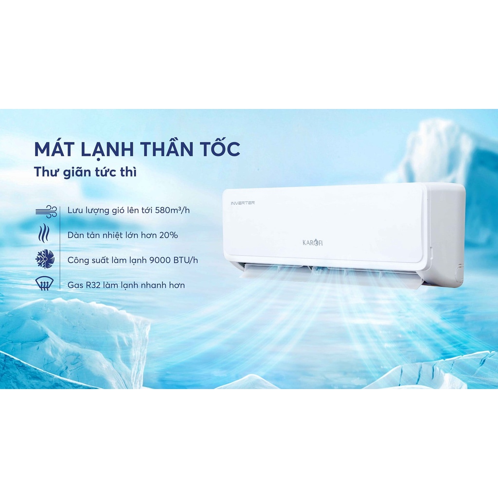 Điều Hòa không khí inverter 1 chiều 9000BTU chính hãng Karofi KDC-WI309