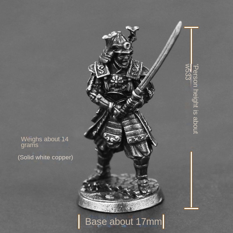 Mô Hình Người Lính Samurai Nhật Bản Bằng Đồng Trắng Để Bàn Trang Trí