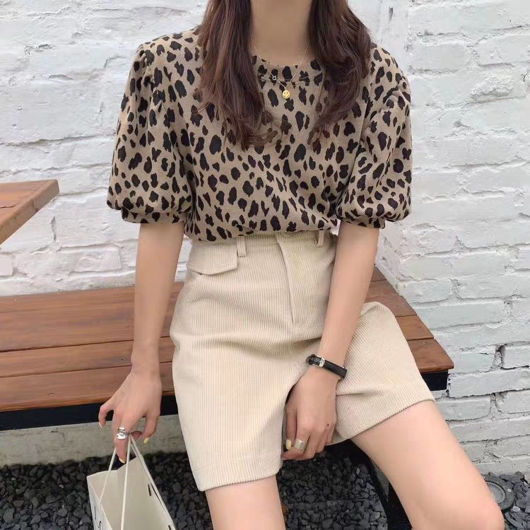 Áo vân báo bo tay bồng