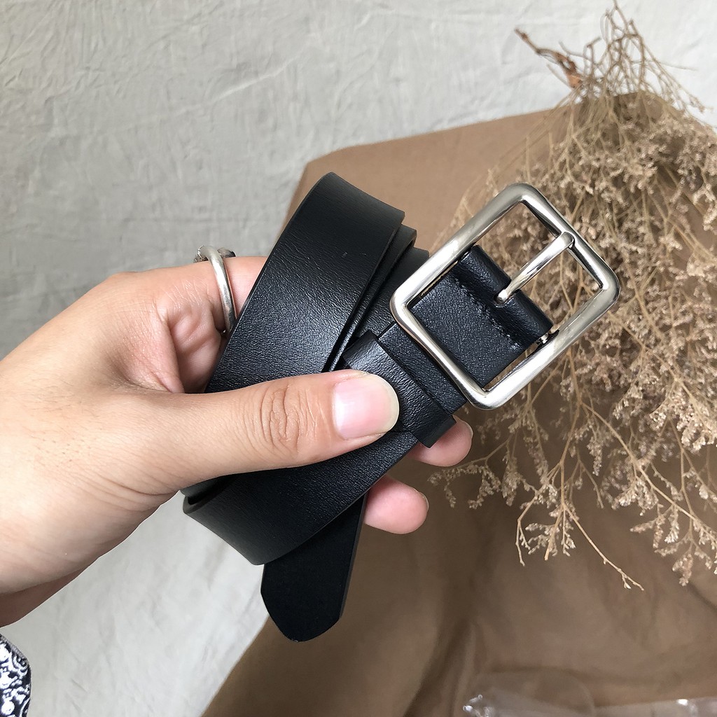 Thắt Lưng Da Màu Đen Side Belt Trẻ Trung - Dây Lưng Chất Lượng Cao - Kuu Studio - Side Belt