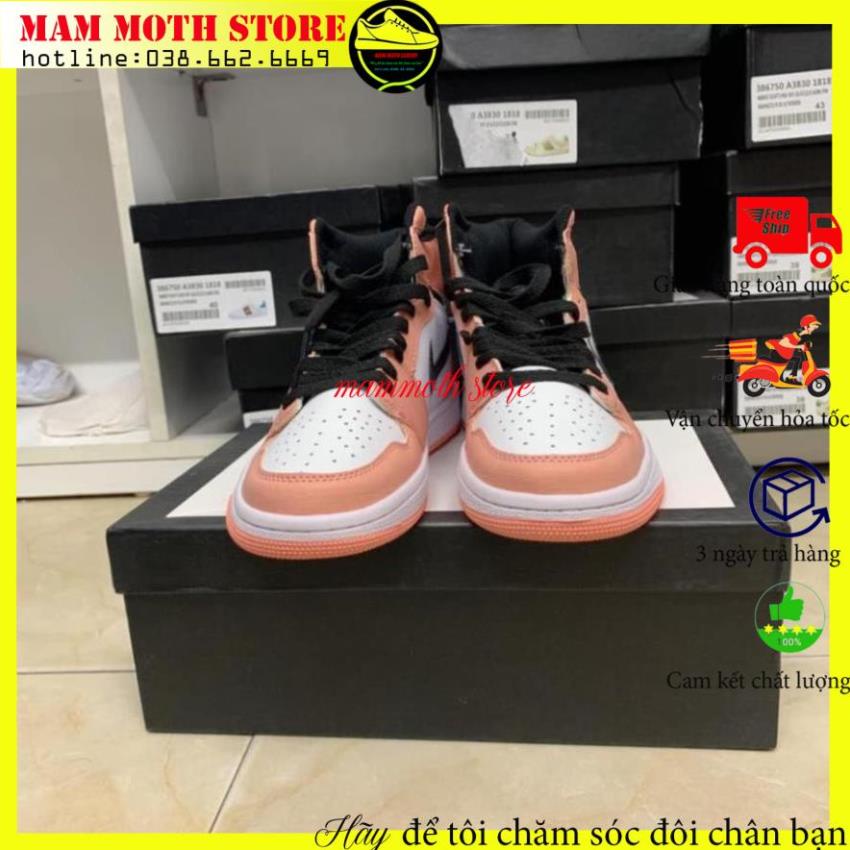 Giày jd,sneaker nam nữ,Air Jor dan 1 Mid Pink Quartz hồng cao cổ